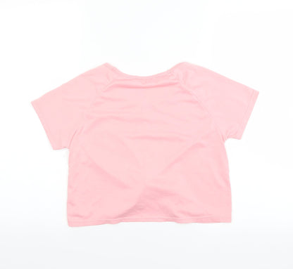 Preworn Womens Pink   Cropped T-Shirt   - twist front