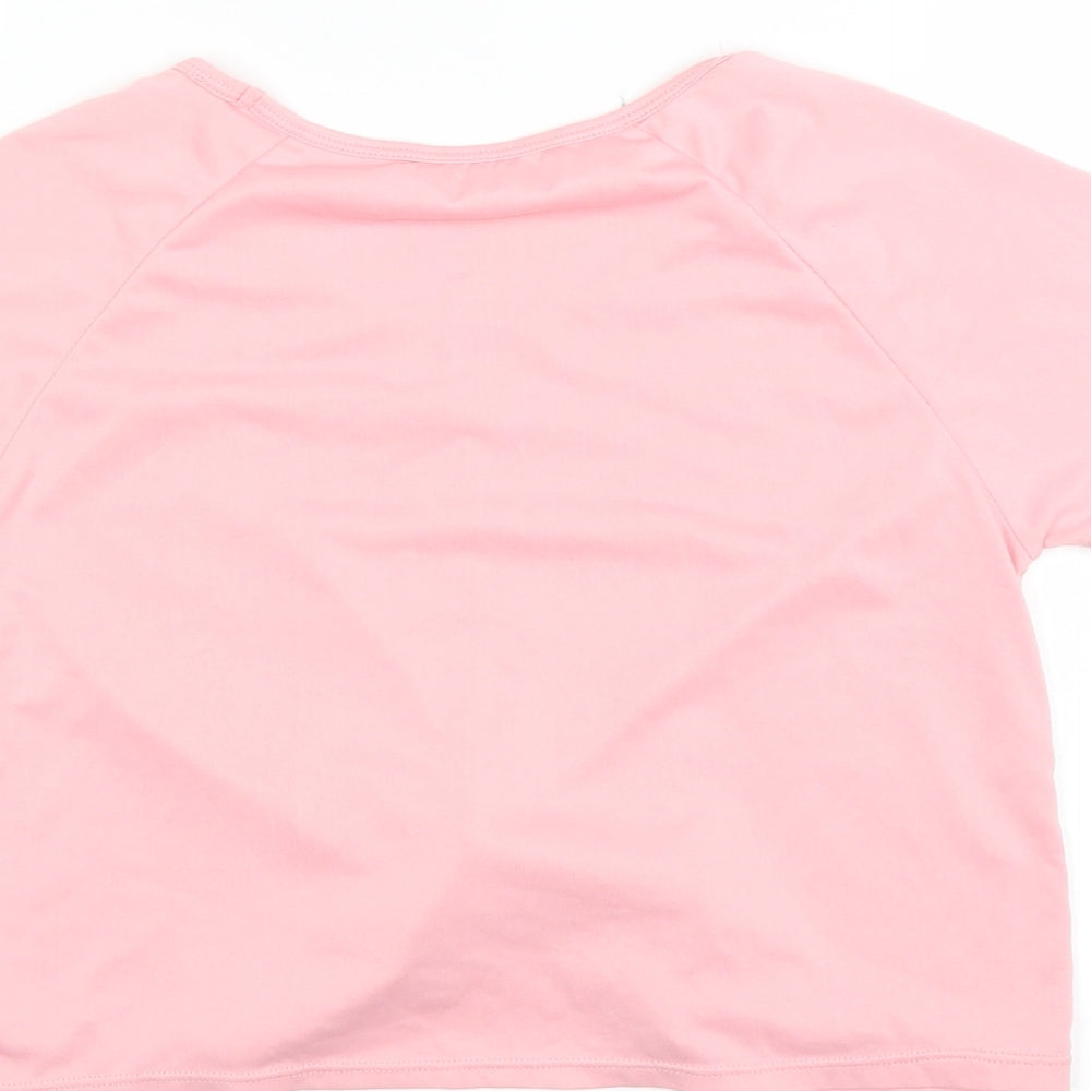 Preworn Womens Pink   Cropped T-Shirt   - twist front