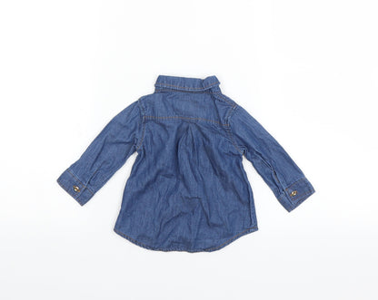 Young Dimension Girls Blue   Basic Button-Up Size 0-3 Months  - Floral embroidery