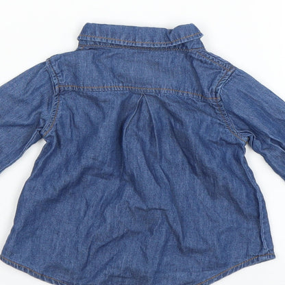 Young Dimension Girls Blue   Basic Button-Up Size 0-3 Months  - Floral embroidery