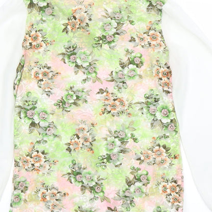 Collection London Womens Green Floral  Basic Blouse Size S  - sheer lace