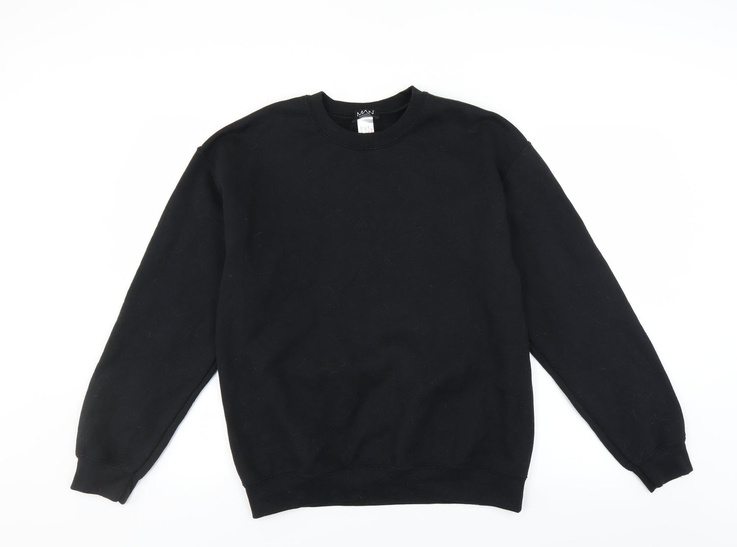 Mens UK Size S Boohoo Black Pullover Sweatshirt