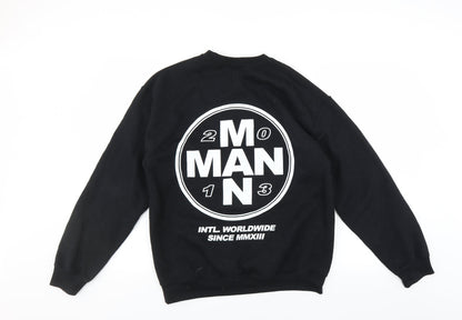 Mens UK Size S Boohoo Black Pullover Sweatshirt