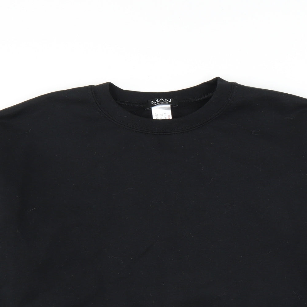 Mens UK Size S Boohoo Black Pullover Sweatshirt