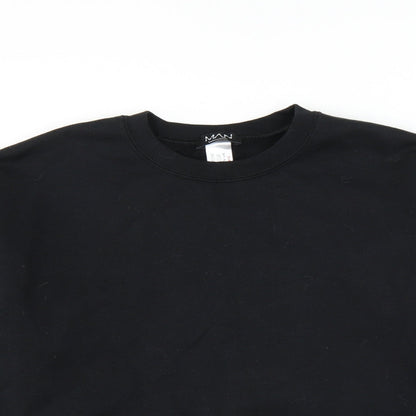 Mens UK Size S Boohoo Black Pullover Sweatshirt