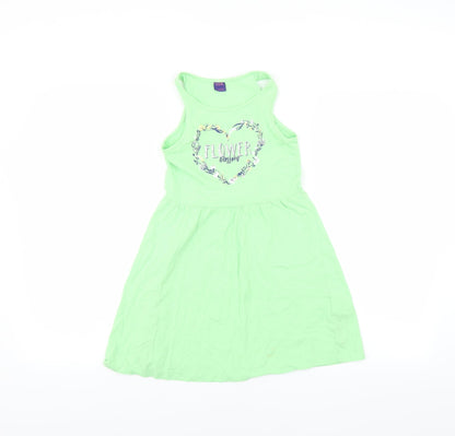 YFK Girls Green   Fit & Flare  Size 10 Years  - flower