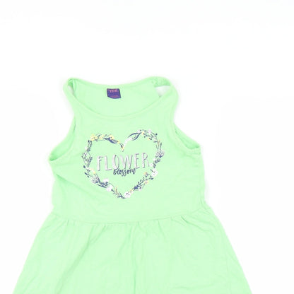 YFK Girls Green   Fit & Flare  Size 10 Years  - flower