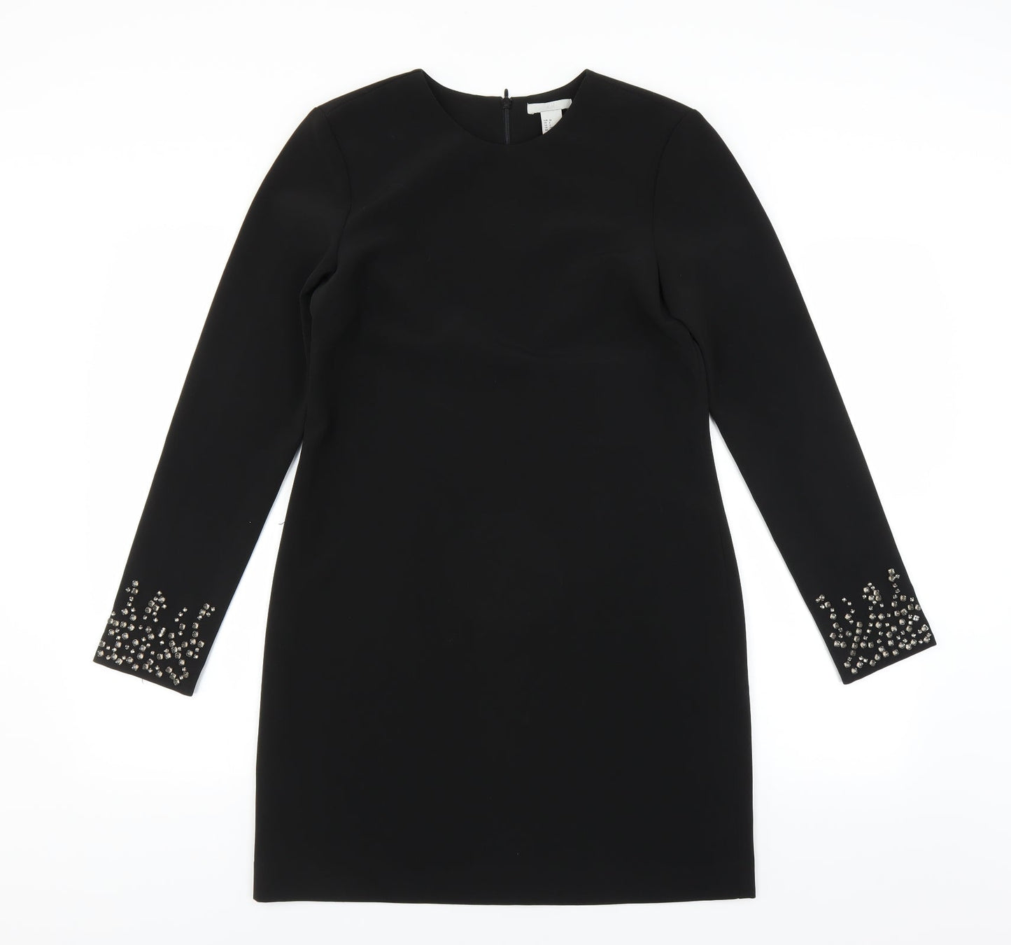 H&M Womens Black   Shift  Size 10  - beaded cuffs