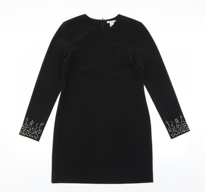 H&M Womens Black   Shift  Size 10  - beaded cuffs