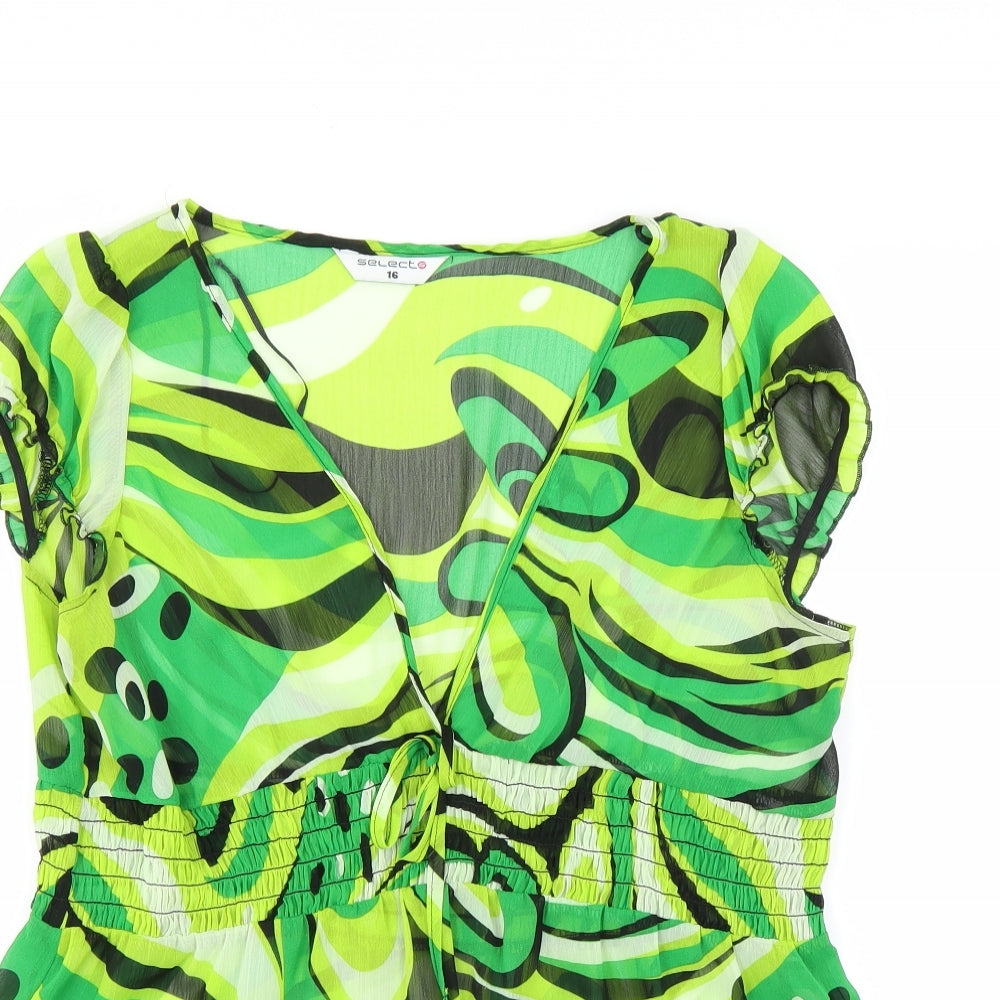 Womens UK Size 16 Select Green Basic Blouse