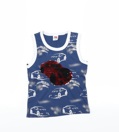 ZEYREK Boys Blue   Basic Tank Size 5-6 Years  - CARS