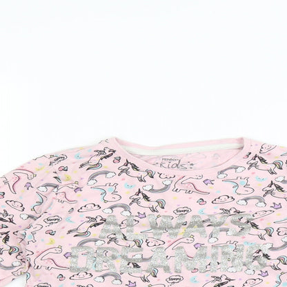 PEP & CO Girls Pink   Basic T-Shirt Size 5-6 Years  - ALWYAS DREAMING UNICORN PATTERN