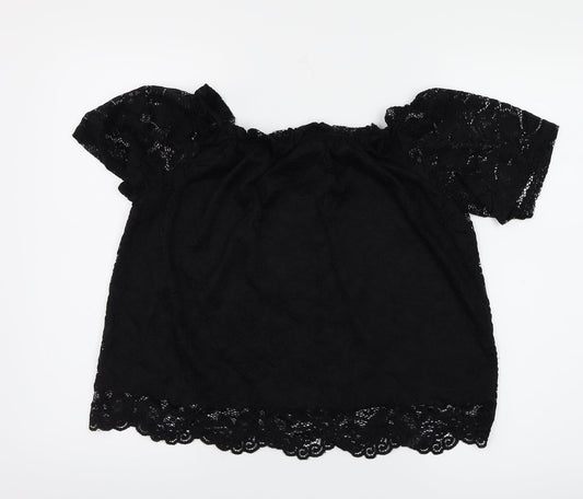 Womens UK Size 10 New Look Black Basic Blouse