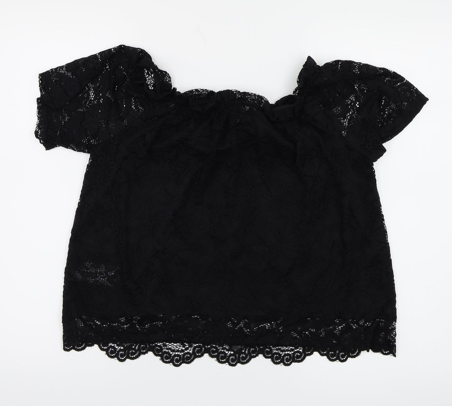 Womens UK Size 10 New Look Black Basic Blouse