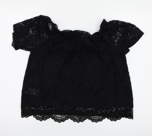 Womens UK Size 10 New Look Black Basic Blouse