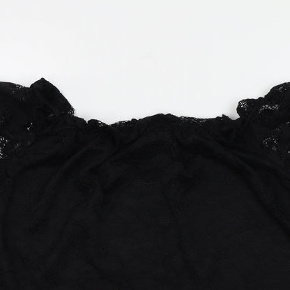 Womens UK Size 10 New Look Black Basic Blouse