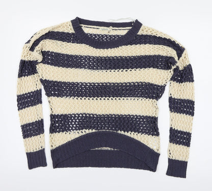soul & co Womens Ivory Striped  Pullover Jumper Size 6