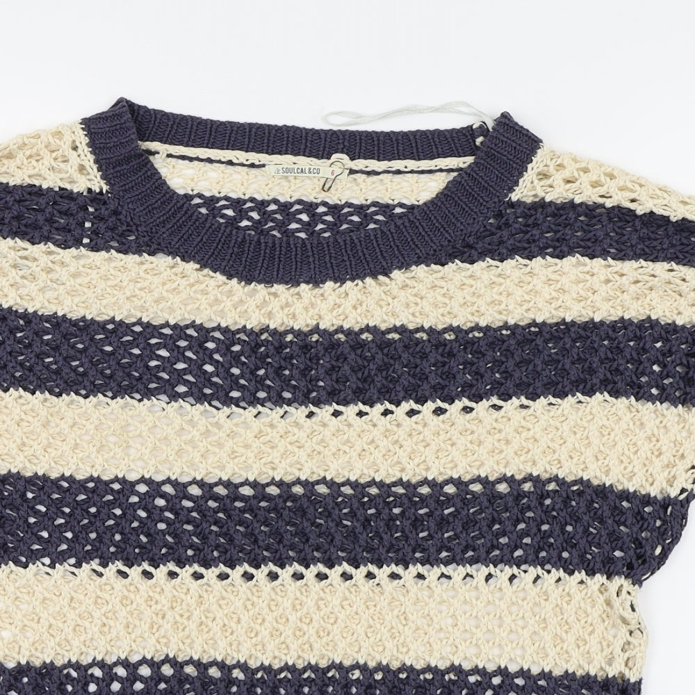 soul & co Womens Ivory Striped  Pullover Jumper Size 6