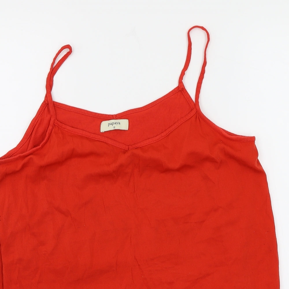 Womens UK Size 12 Papaya Red Basic Blouse