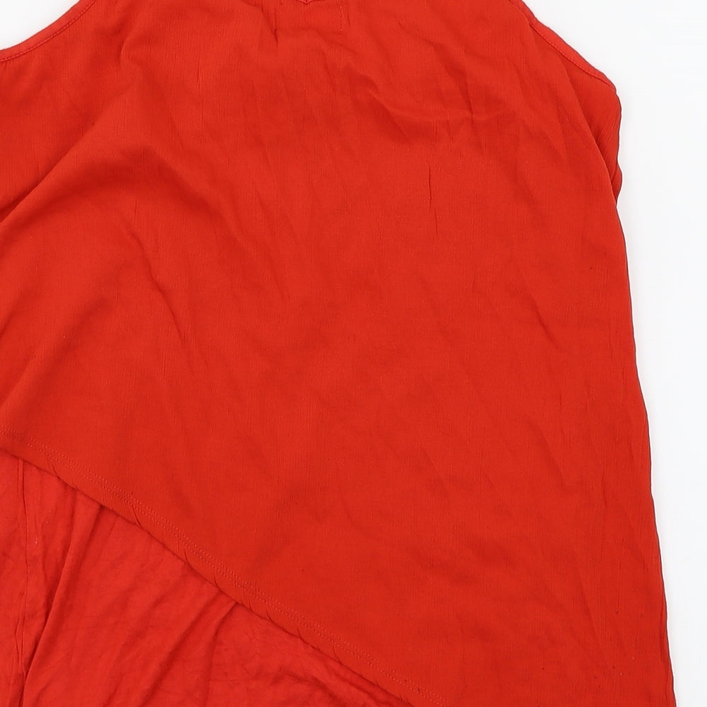 Womens UK Size 12 Papaya Red Basic Blouse