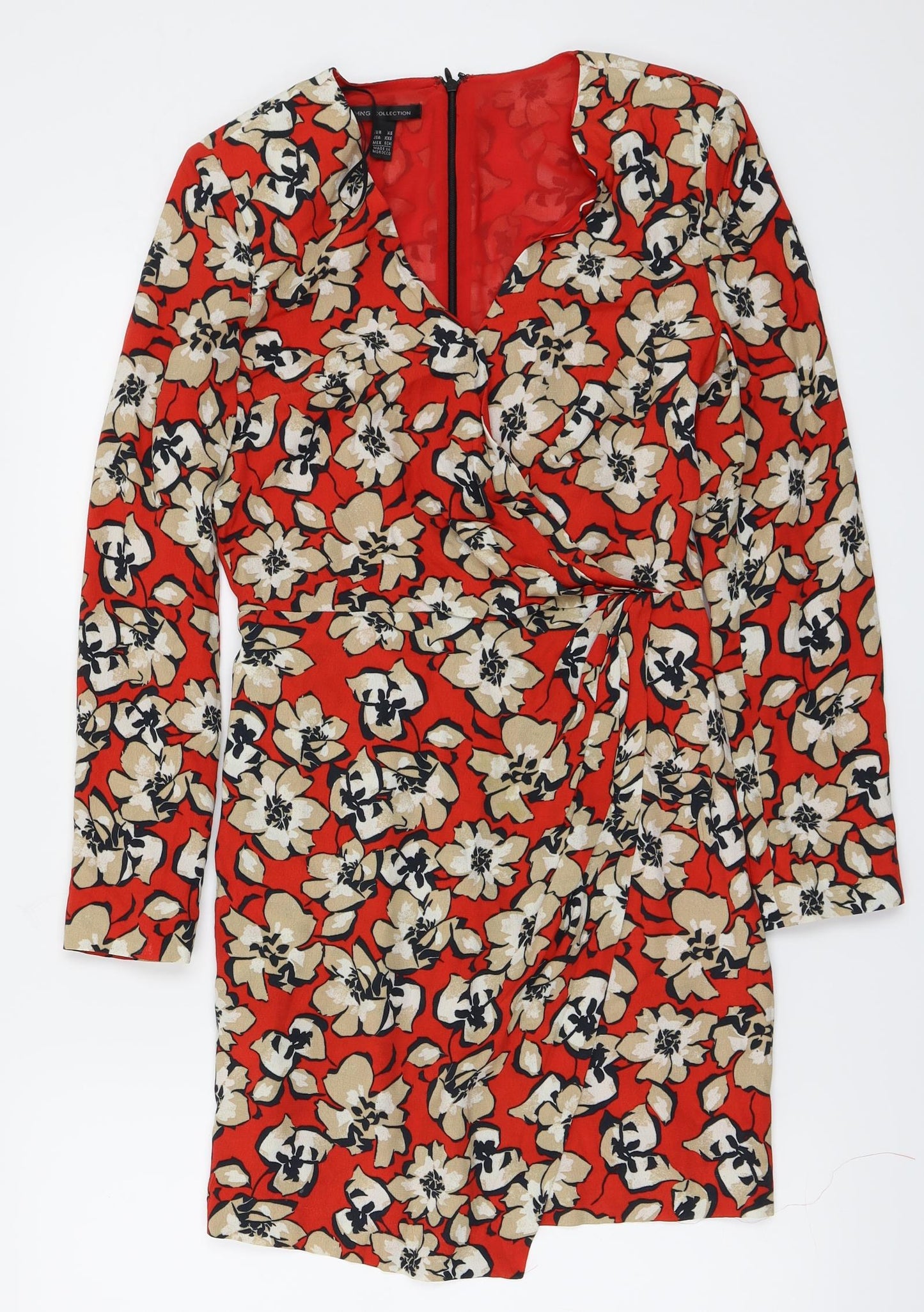 MNG Womens Red Floral  Basic Blouse Size XS