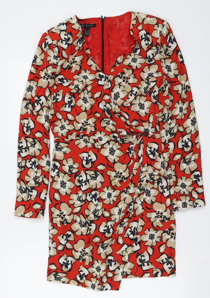 MNG Womens Red Floral  Basic Blouse Size XS