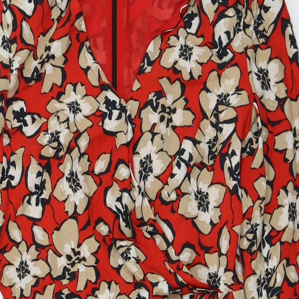 MNG Womens Red Floral  Basic Blouse Size XS