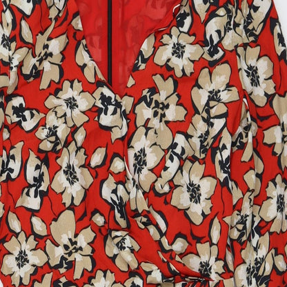 MNG Womens Red Floral  Basic Blouse Size XS