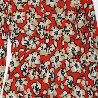 MNG Womens Red Floral  Basic Blouse Size XS