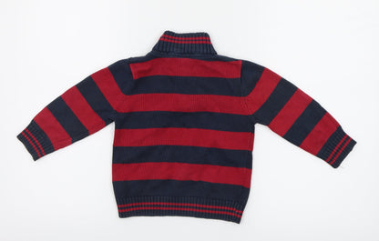 TU Girls Red Striped  Henley Jumper Size 2 Years