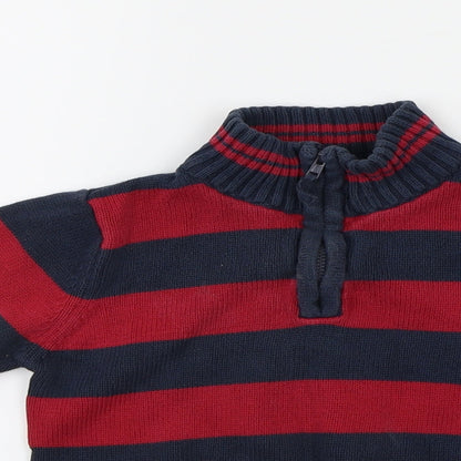 TU Girls Red Striped  Henley Jumper Size 2 Years
