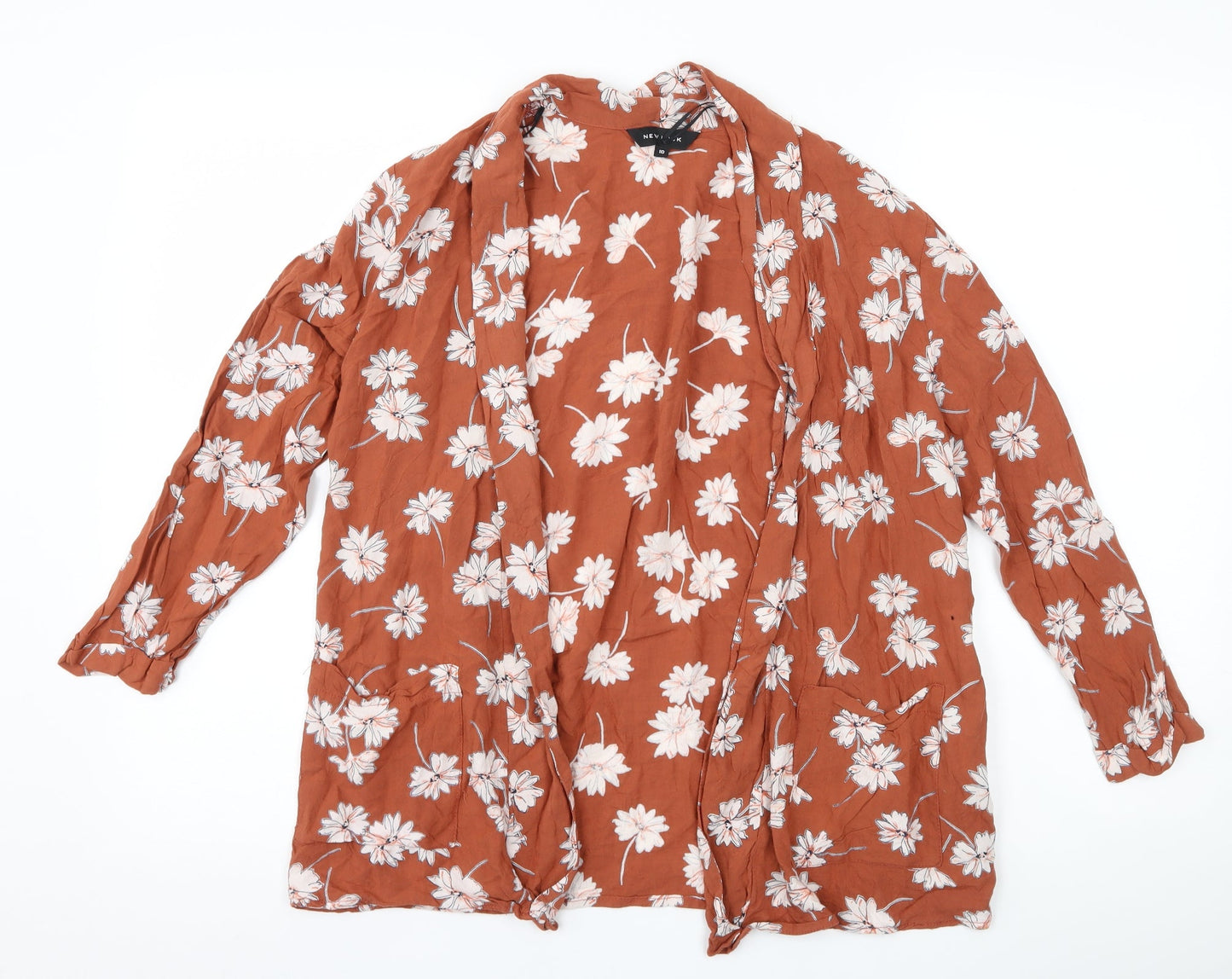 New Look Womens Brown Floral  Cardigan Jumper Size 10