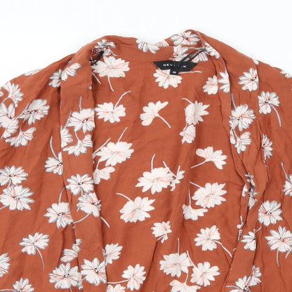 New Look Womens Brown Floral  Cardigan Jumper Size 10