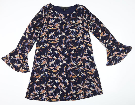 Mela London Womens Blue Floral  A-Line  Size 8