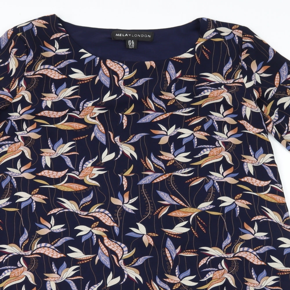 Mela London Womens Blue Floral  A-Line  Size 8