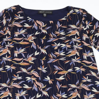 Mela London Womens Blue Floral  A-Line  Size 8