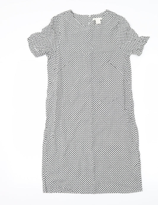 H&M Womens White Geometric  Shift  Size 4