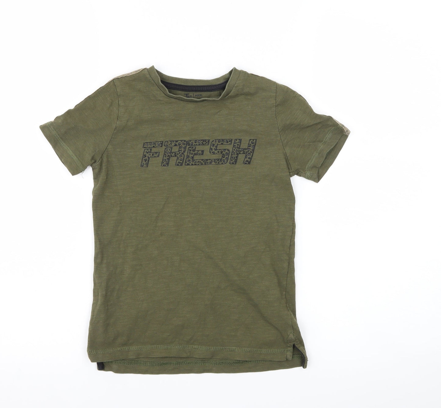 T?U Girls Green Animal Print  Basic T-Shirt Size 5 Years  - fresh