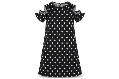 Dorothy Perkins Womens Black Polka Dot  A-Line  Size 8  - Cut Out Shoulder