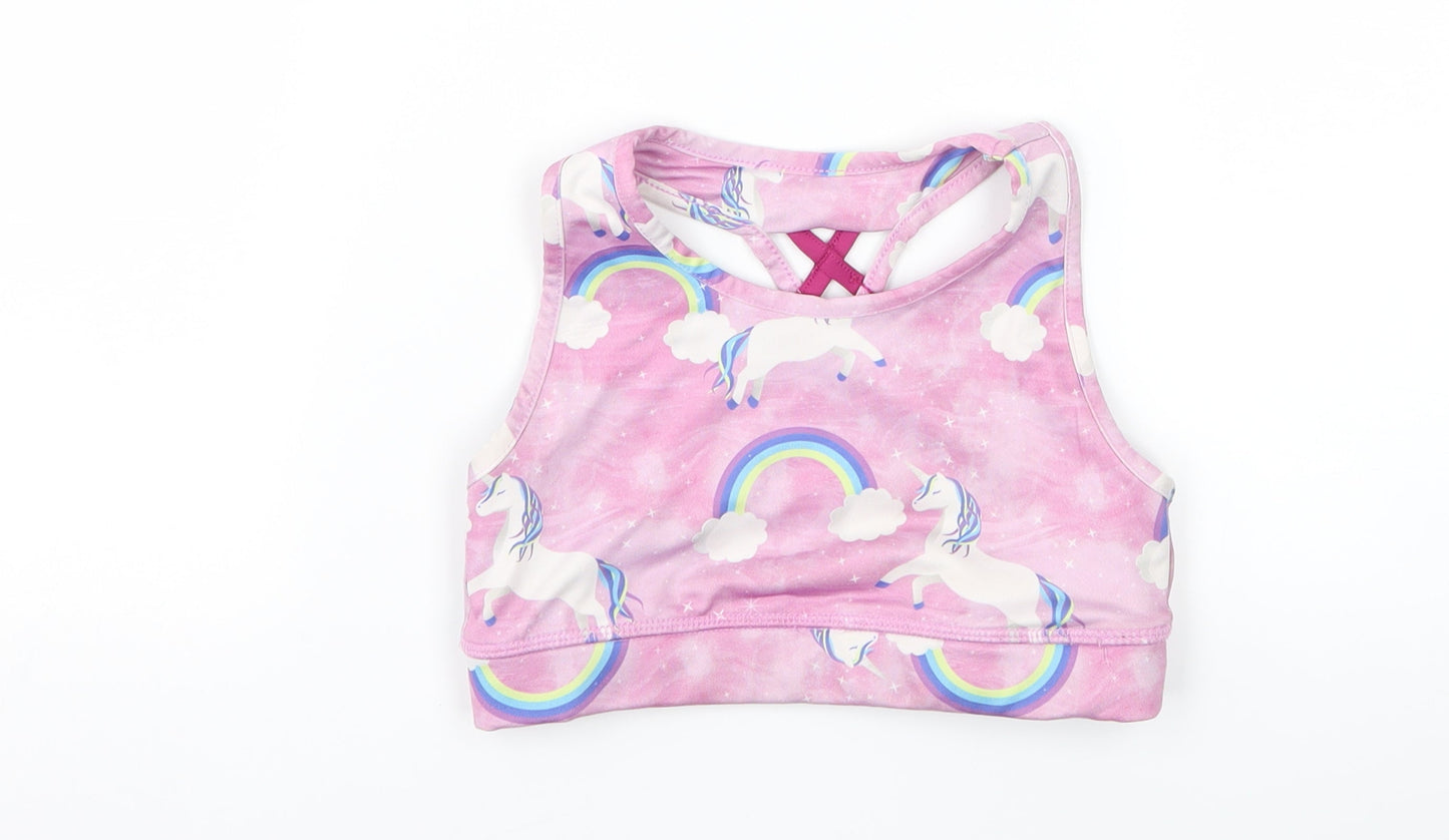 Matalan Girls Purple   Cropped Tank Size 6-7 Years  - unicorn workout top