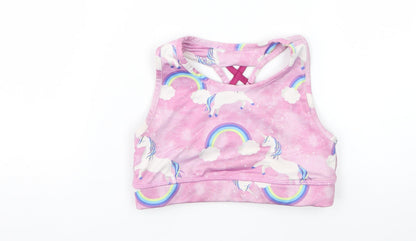 Matalan Girls Purple   Cropped Tank Size 6-7 Years  - unicorn workout top