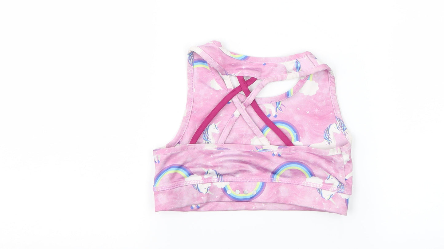 Matalan Girls Purple   Cropped Tank Size 6-7 Years  - unicorn workout top