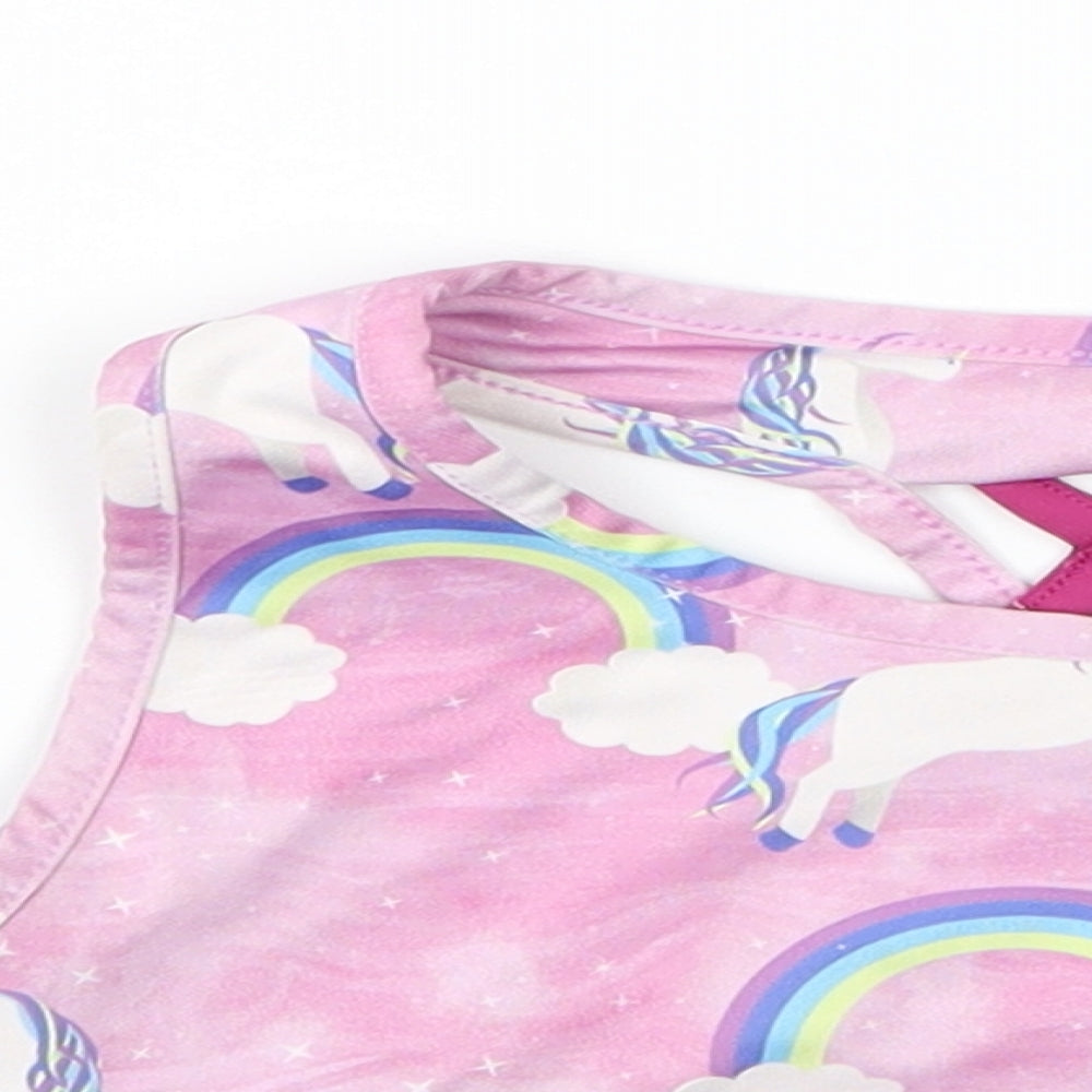 Matalan Girls Purple   Cropped Tank Size 6-7 Years  - unicorn workout top
