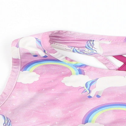 Matalan Girls Purple   Cropped Tank Size 6-7 Years  - unicorn workout top