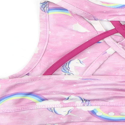 Matalan Girls Purple   Cropped Tank Size 6-7 Years  - unicorn workout top