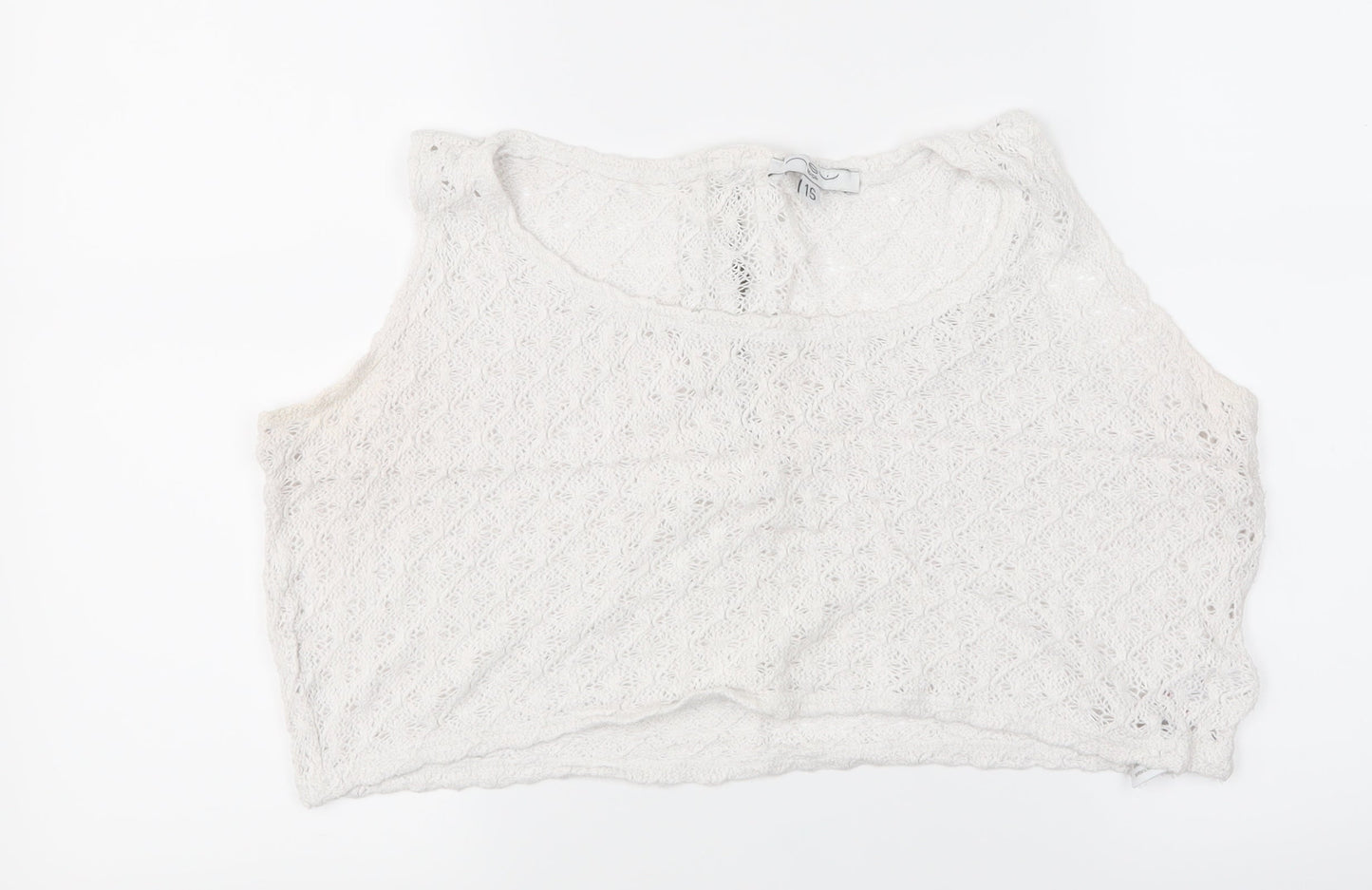 Womens UK Size 16 New Look White Cropped Tank