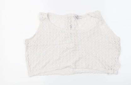 Womens UK Size 16 New Look White Cropped Tank