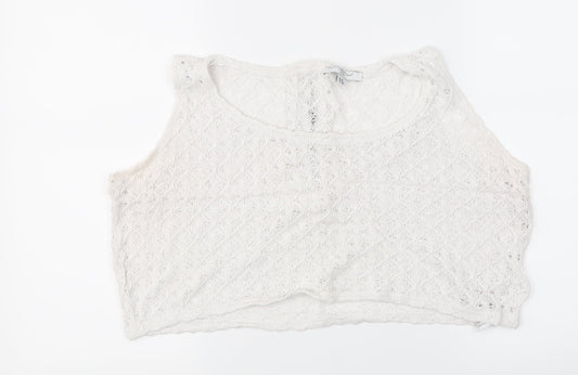 Womens UK Size 16 New Look White Cropped Tank