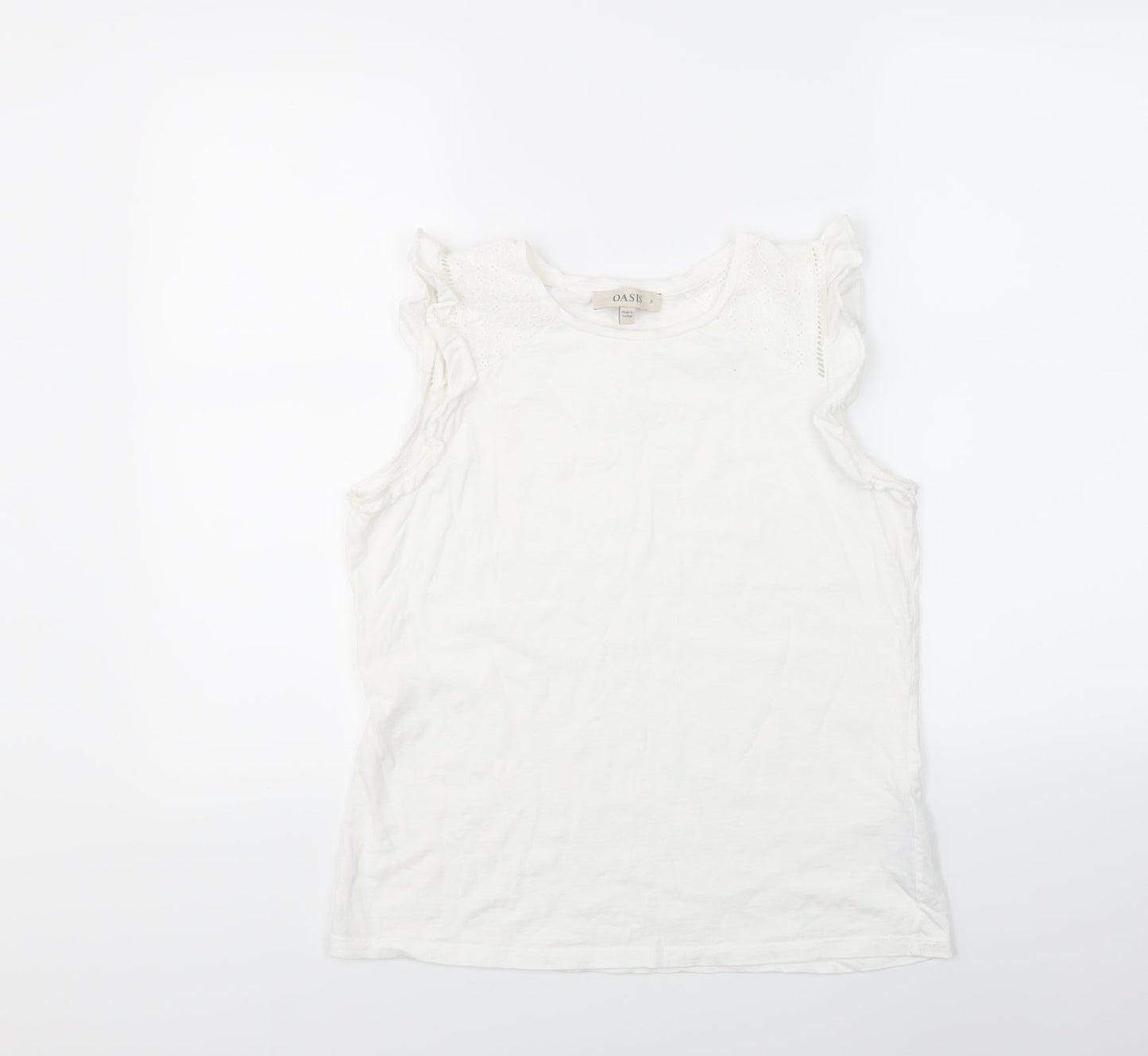Womens UK Size S Oasis White Basic Tank