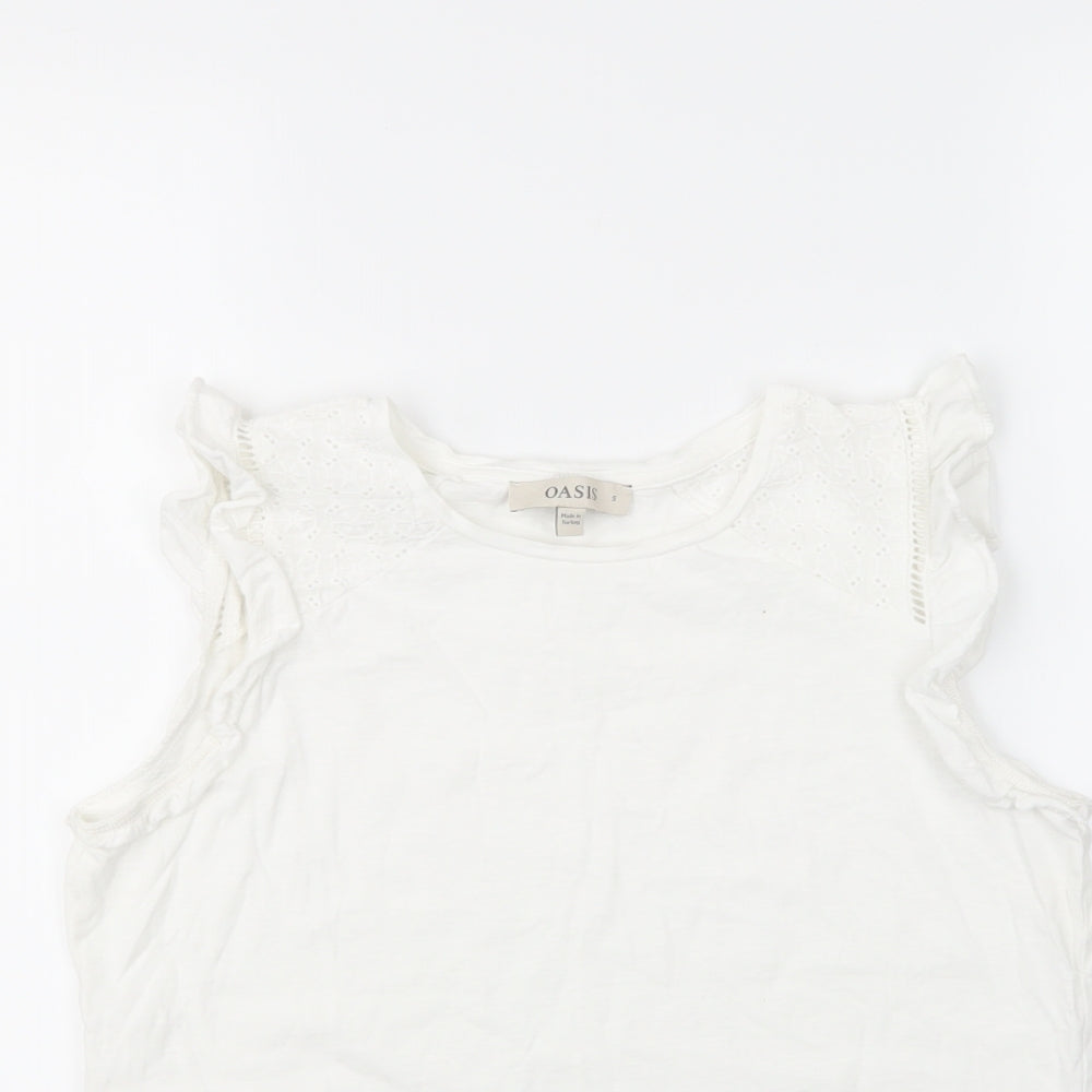 Womens UK Size S Oasis White Basic Tank